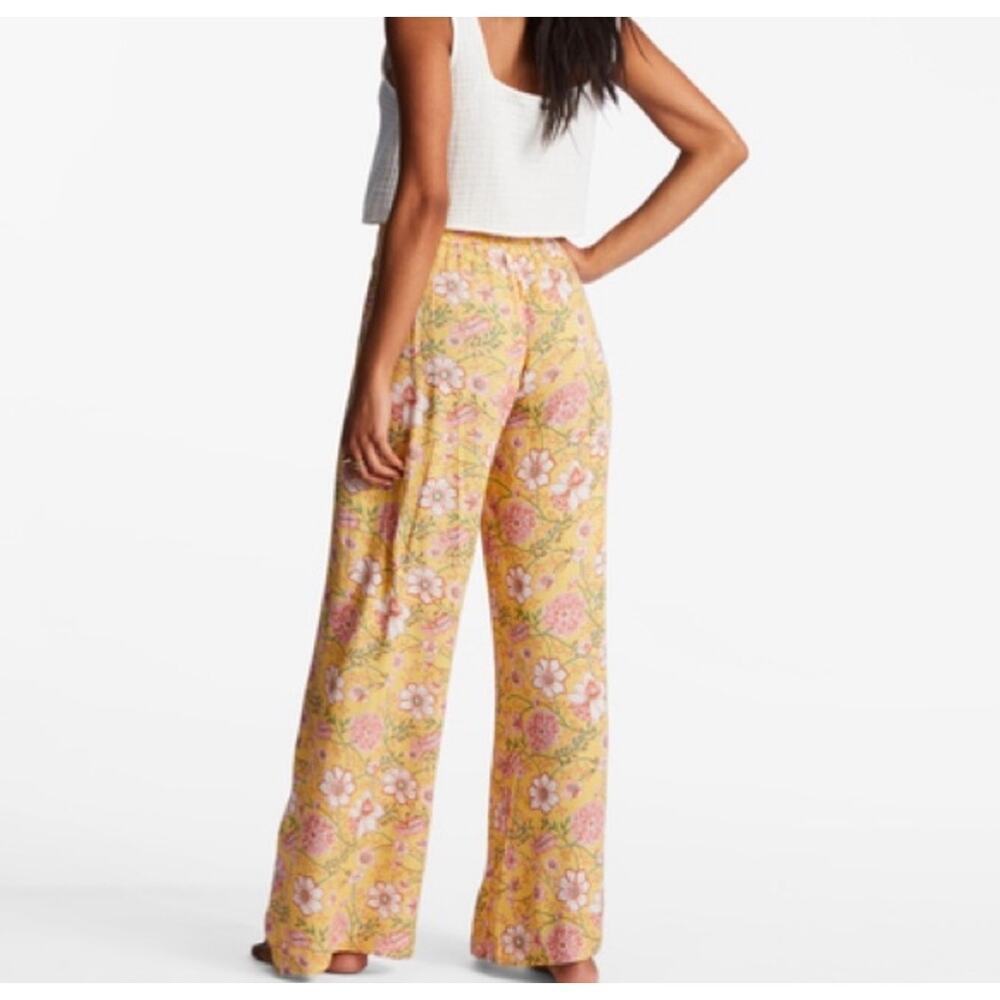Billabong Split Spirit Floral Wide Leg Pants Golden Peach Womens Small - Picture 5 of 11
